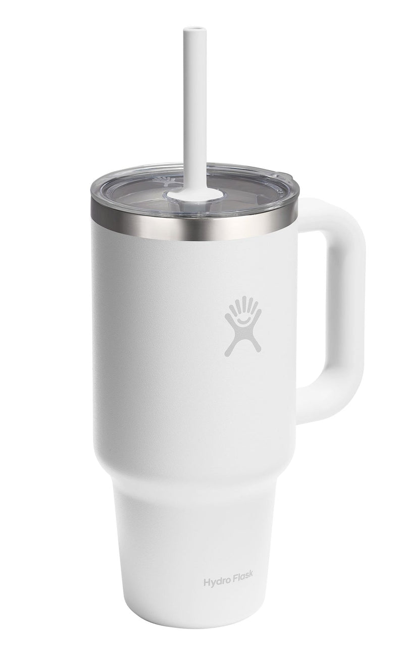 Stainless Steel Insulated Travel Tumbler with Clear Lid, White, 32-oz K5433