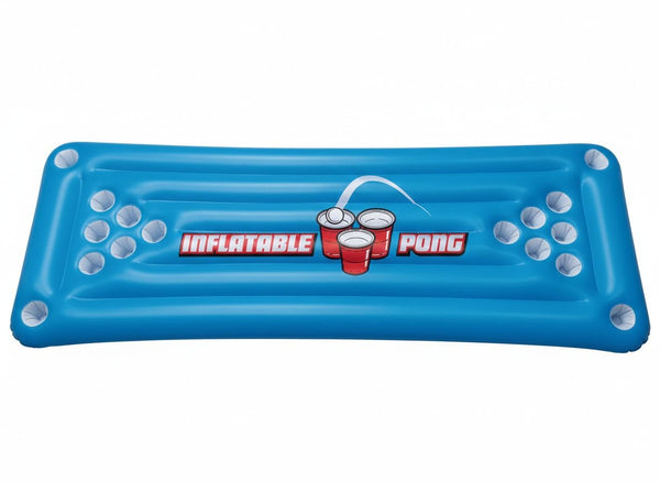 Inflatable Beer Pong Pool Game, Blue, 71-in, for Beach/Pool Fun Activities Z3940