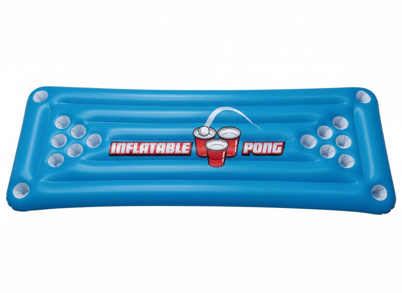 Inflatable Beer Pong Pool Game, Blue, 71-in, for Beach/Pool Fun Activities Z3940