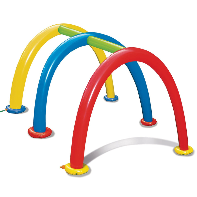 Inflatable Splash Tunnel Water Sprinkler, Yellow/Blue/Red, Ages 3+, for Beach/Pool Fun Activities W6271