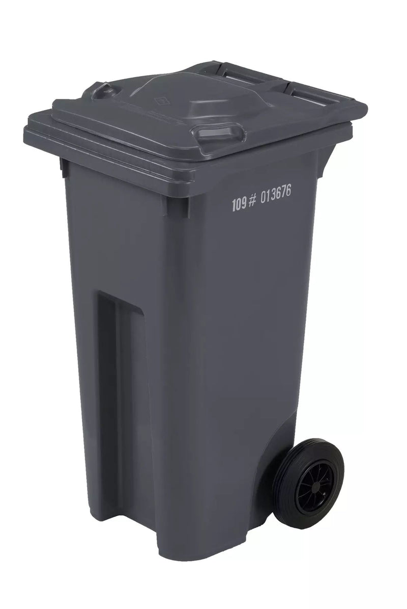 Mastercart Plastic Rectangular Wheeled Garbage Can, Black, 120-L U7728