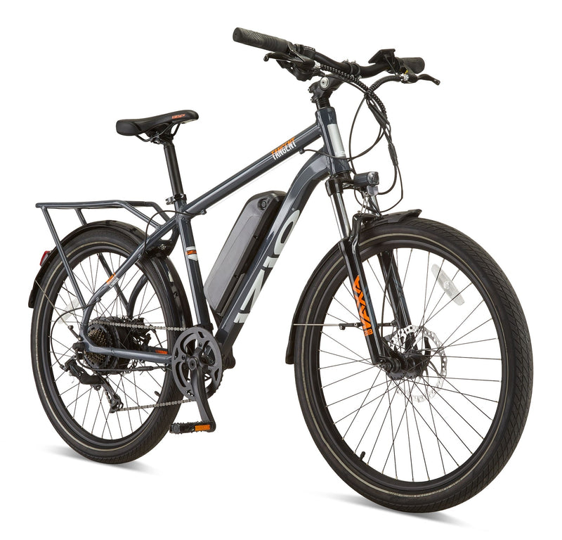 Tangent All-Terrain 48V Electric Bike with Storage Carrier, 26-in Wheel, Grey R5627