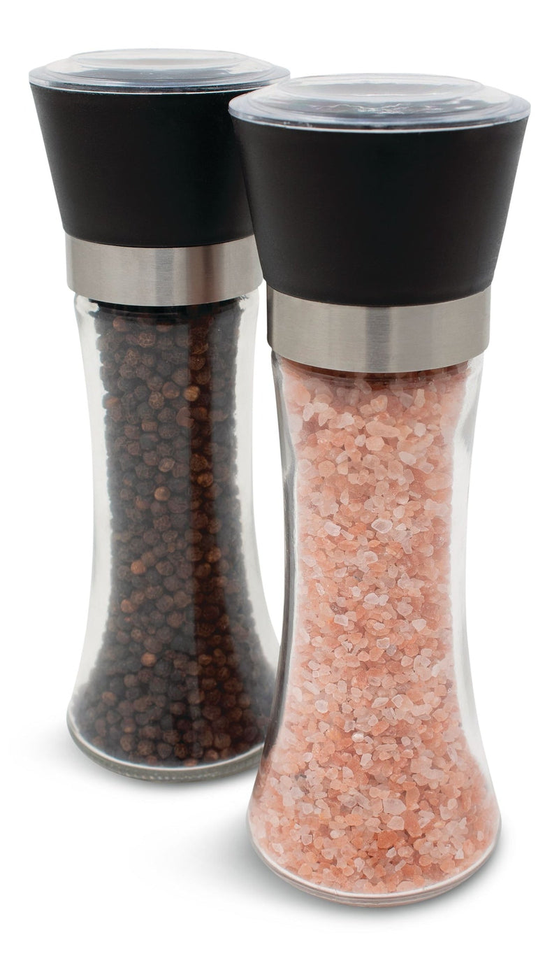 Glass Salt & Pepper Grinder Mill Set, Pre-Filled, 7.5-in, 2-pc Q0404