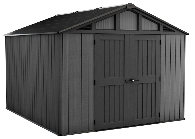 Apex Resin 2-Door Outdoor Storage Shed with Full Length Skylight, Grey, 10-ft x 11.5-ft D0394