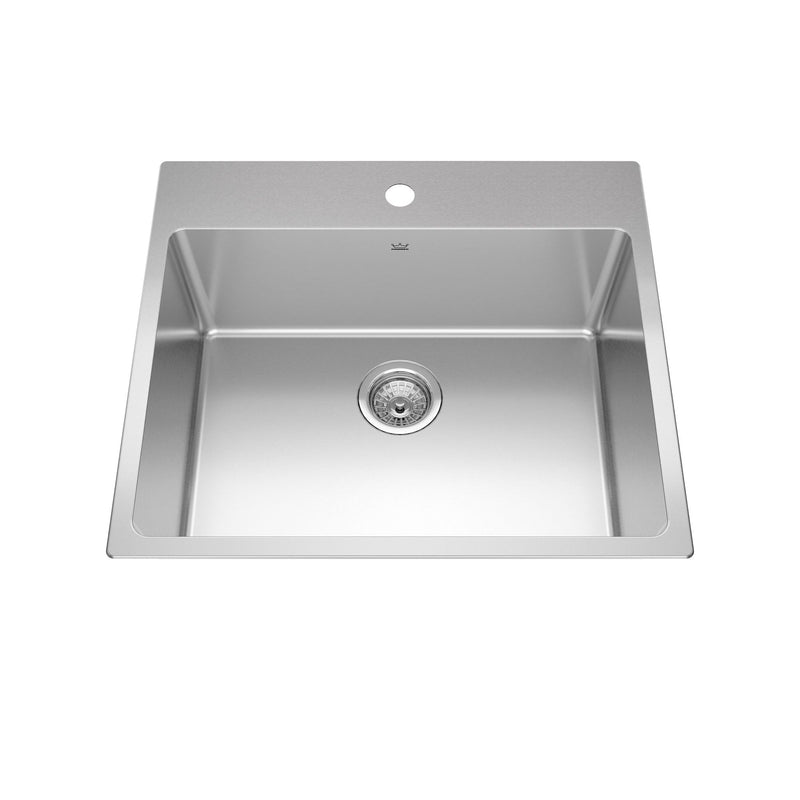 Brookmore Drop In Single Bowl 1-Hole Kitchen Sink, 25-in x 22-in x 9-in, Stainless Steel G8405