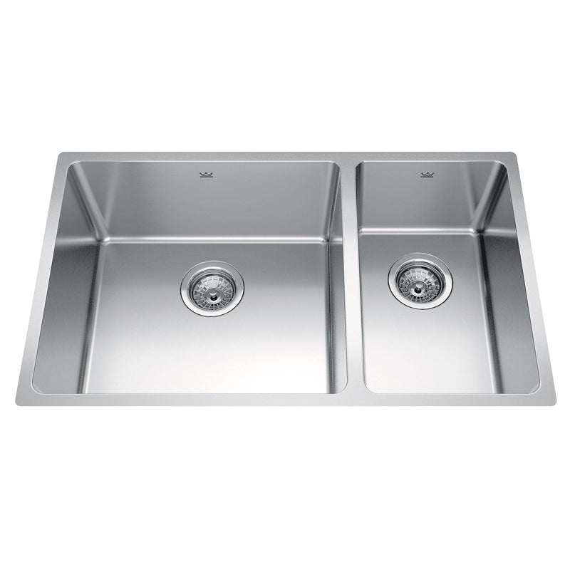 Brookmore Undermount Combination Bowl Kitchen Sink, 30.5-in x 18.1-in x 9-in, Stainless Steel R4603