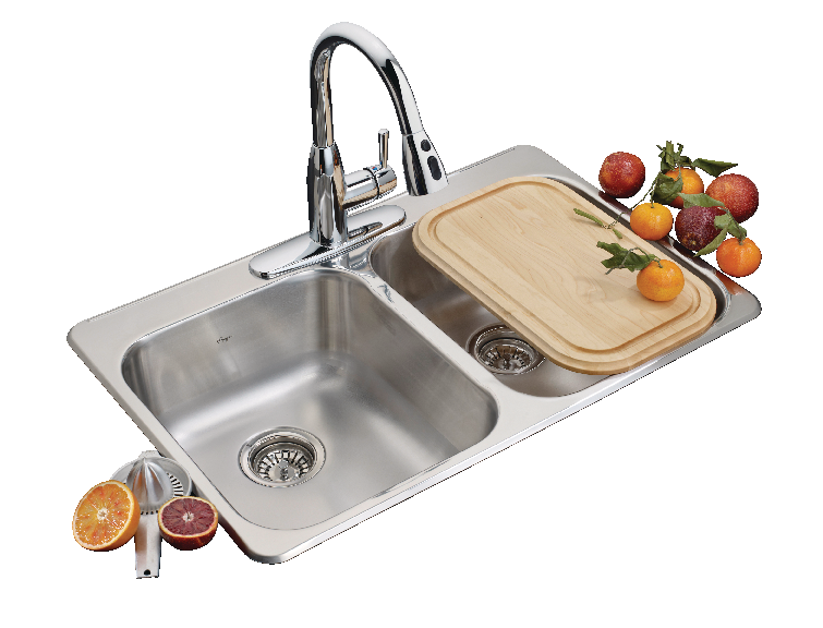 Drop In Double Bowl 3-Hole Kitchen Sink, 31.25-in LR x 20.5-in FB, Stainless Steel D0364