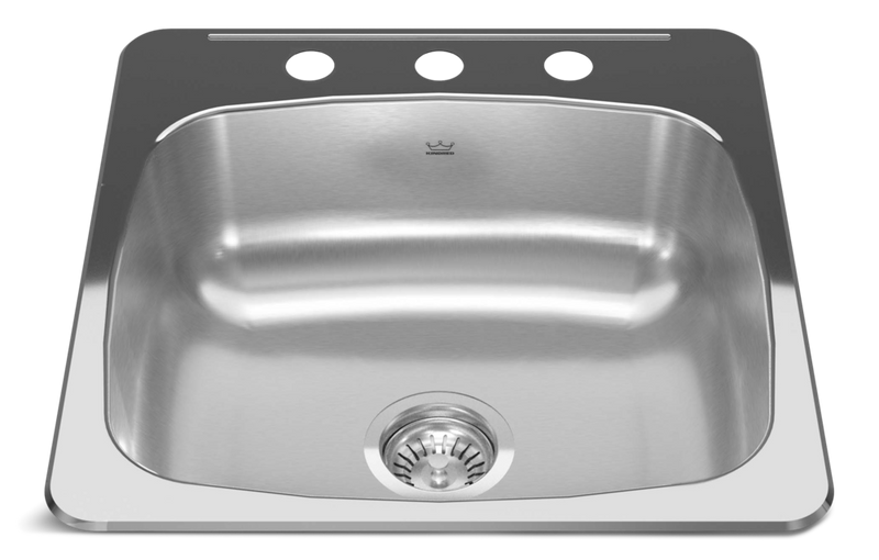 Drop In Single Bowl 3-Hole Kitchen Sink, 20.13-in x 20.56-in, Stainless Steel T8351