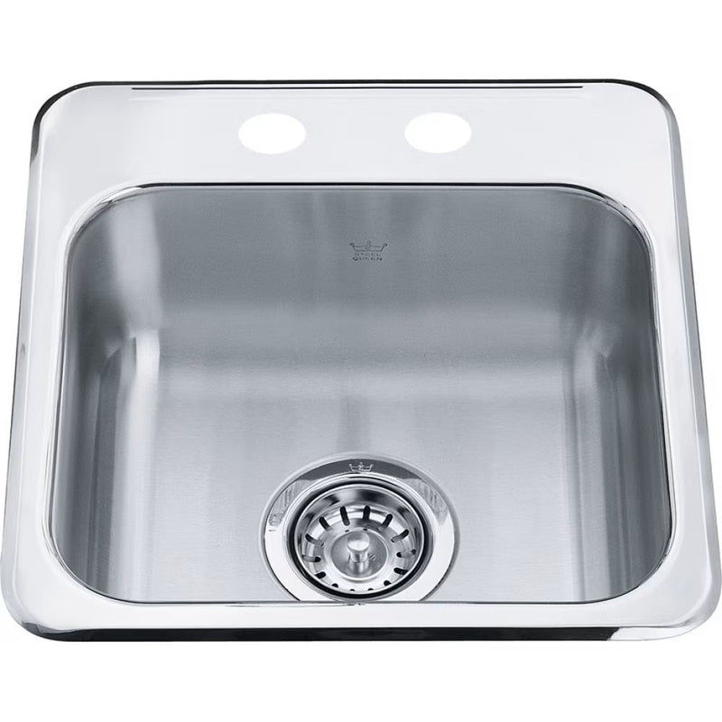 Drop In Single Bowl 2-Hole Hospitality Sink, 15.13-in x 15.44-in x 6-in, Stainless Steel G7682