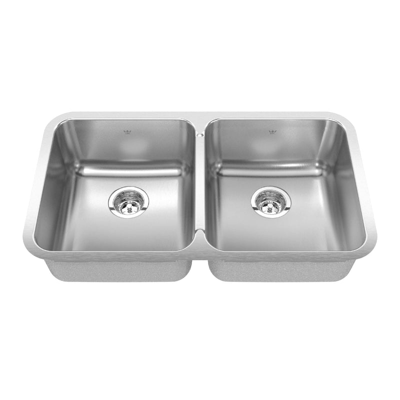 Undermount Double Bowl Kitchen Sink, 30.88-in x 17.75-in x 8-in, Stainless Steel E9077