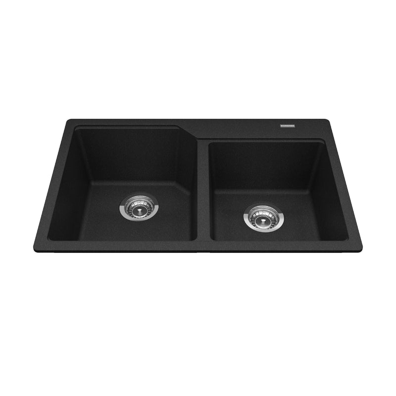 Urban Drop In Granite Double Bowl Kitchen Sink, 30.69-in x 19.69-in x 8.63-in, Onyx K0504