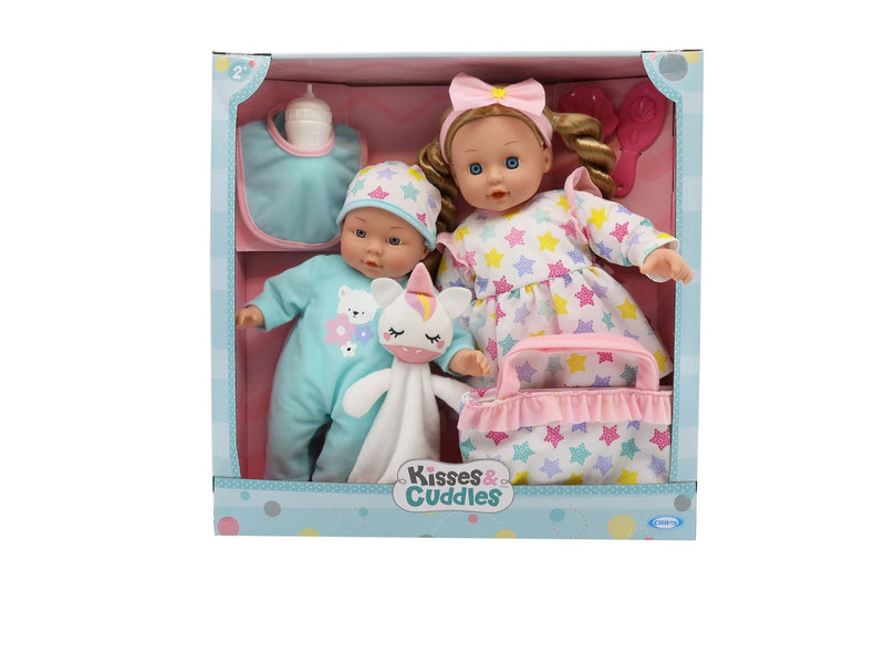 Kisses & Cuddles Soft Body Baby Doll Gift Set with 12-in and 16-in Dolls F687