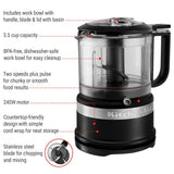Compact Food Chopper with Dishwasher Safe Parts, Black