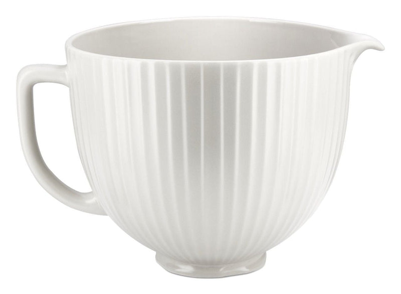 Microwave Safe Ceramic Bowl with Columns, White K3692