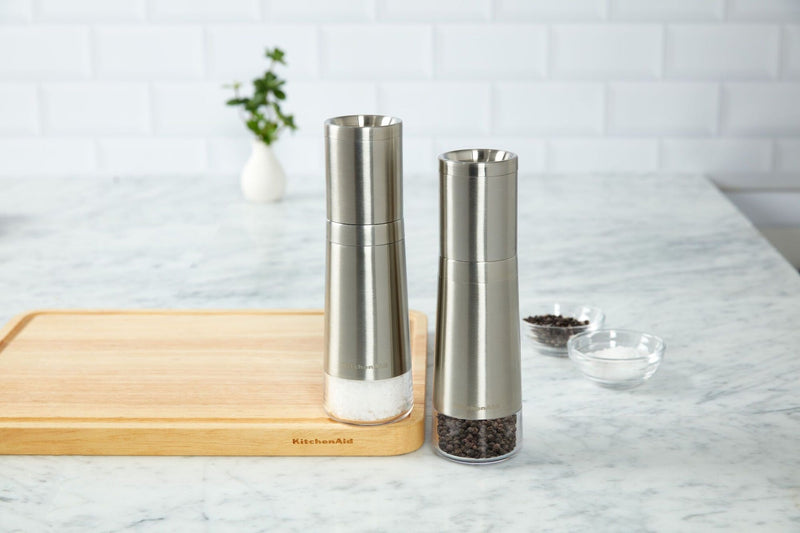 Stainless Steel Salt & Pepper Grinder Set, 8-in, Pre-Filled W3570