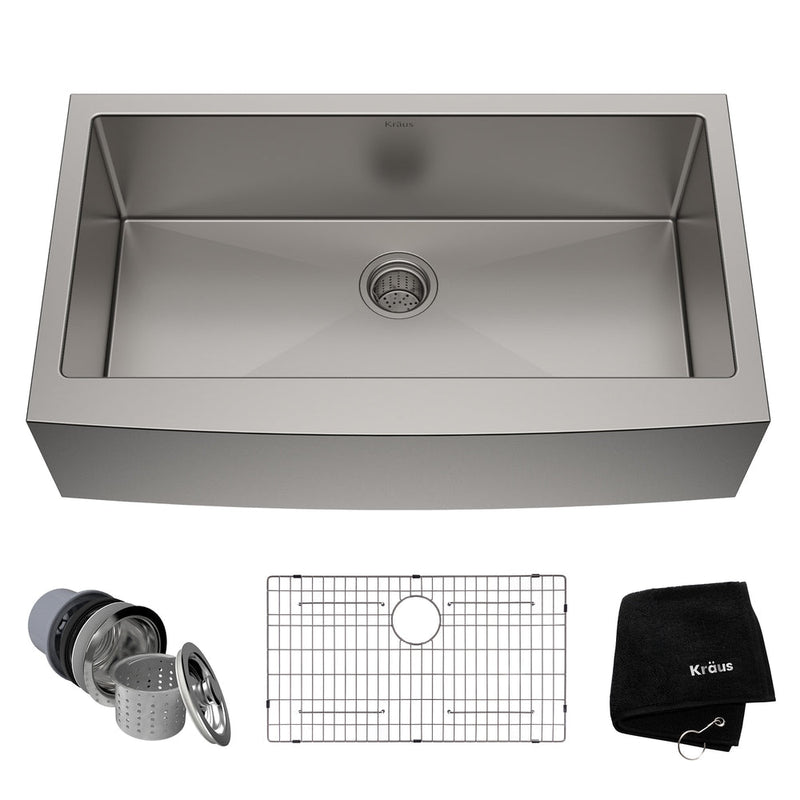 Standard PRO Apron Front Farmhouse Stainless Steel Single Bowl Kitchen Sink, 36x21x10-in G0885