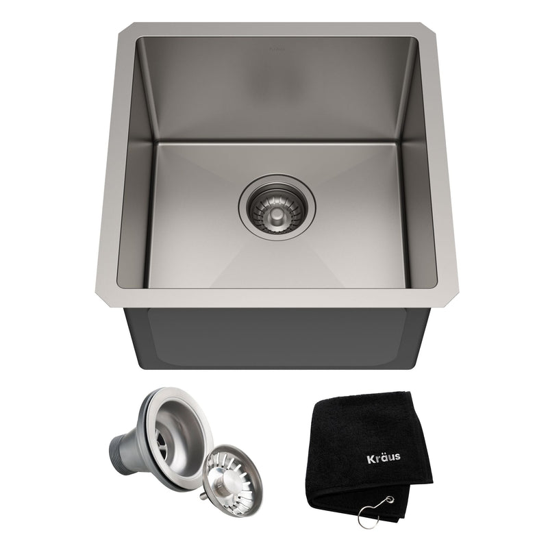 Standard PRO Undermount Stainless Steel Single Bowl Bar Sink, 17x17x11-in N4318