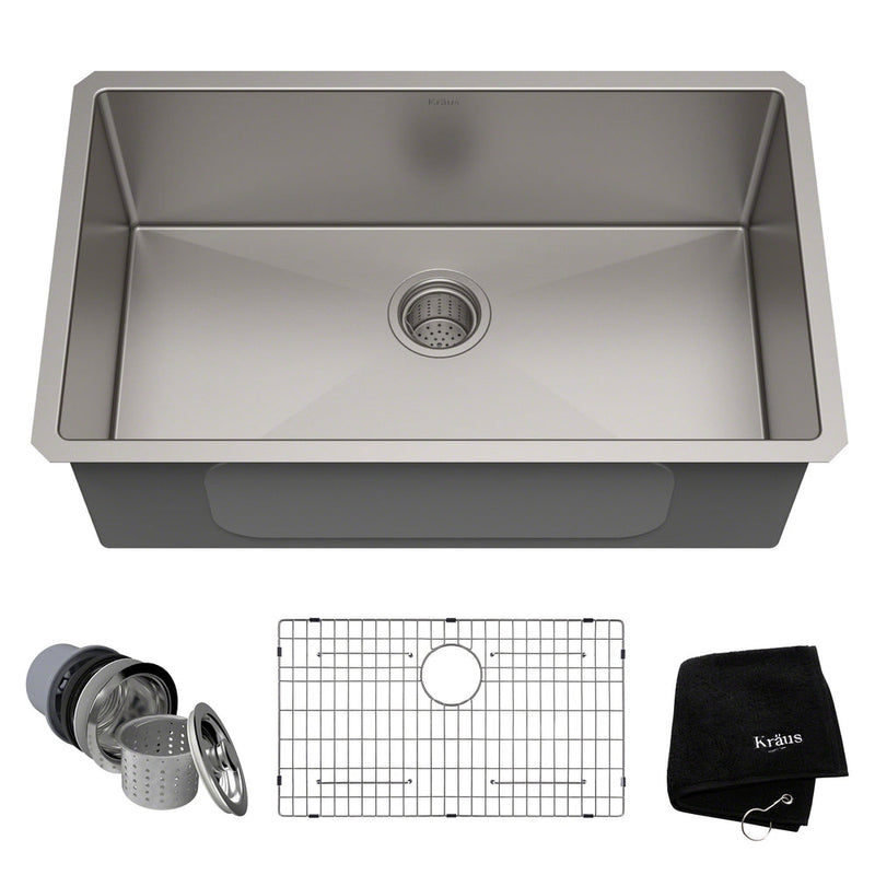 Standard PRO Undermount Stainless Steel Single Bowl Kitchen Sink, 30x18x10-in A1155