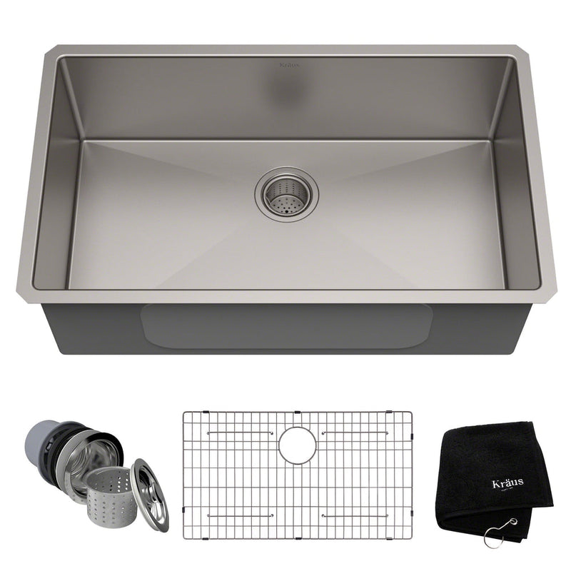 Standard PRO Undermount Stainless Steel Single Bowl Kitchen Sink, 32x19x10-in H2548