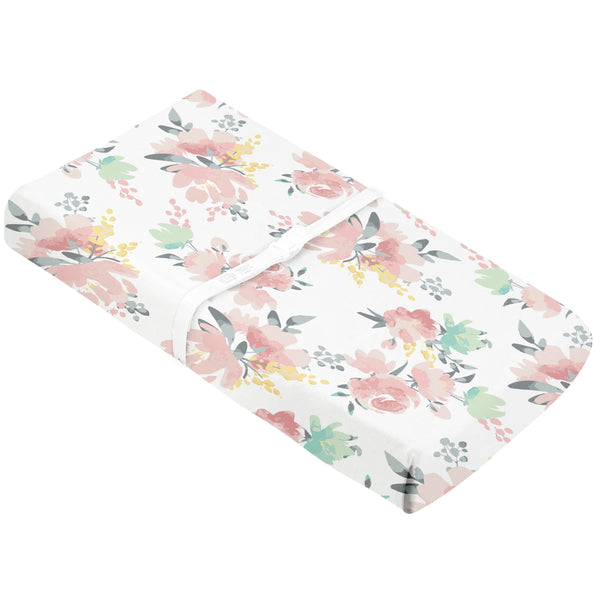 Percale Changing Pad Cover, Watercolour Blooms N7656