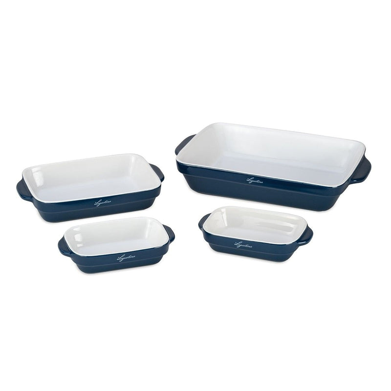 Ceramic Bakeware Set, Blue, 4-pc V1365