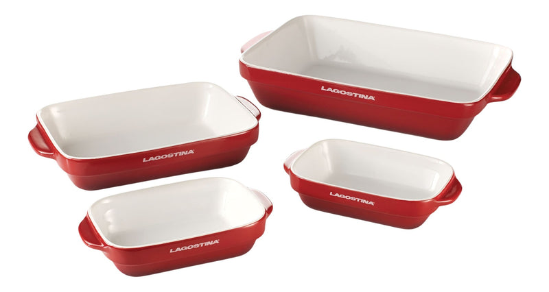 Ceramic Bakeware Set, Red, Assorted Sizes, 4-pc C7850