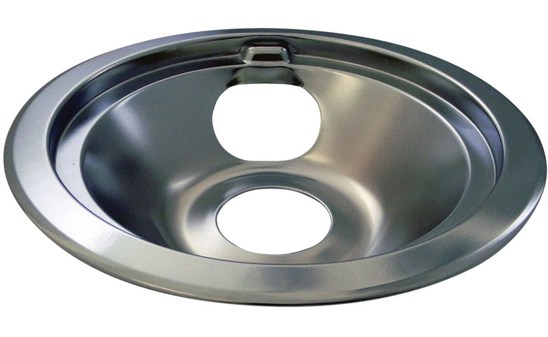 62241 GE Stove Shallow-Draw Drip Pan with Trim Ring, Dishwasher Safe, Bright Chrome, 6-in L7240
