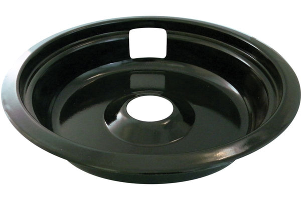 62490 Universal Porcelain Stove Deep-Draw Drip Pan with Trim Ring, Black, 8-in Y8037