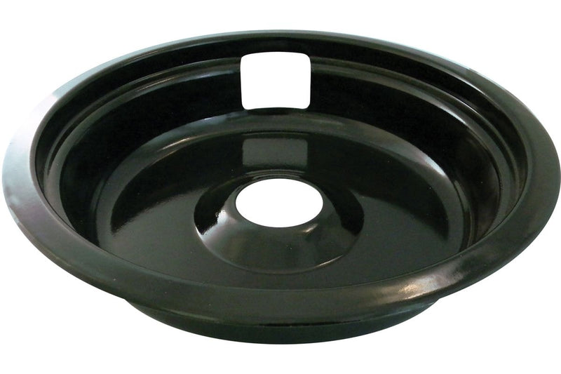 62490 Universal Porcelain Stove Deep-Draw Drip Pan with Trim Ring, Black, 8-in Y8037