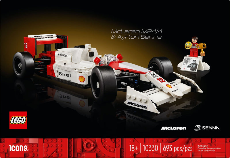 Icons MP4/4 & Ayrton Senna Race Car- 10330, 693-pcs, Ages 18+ E0646