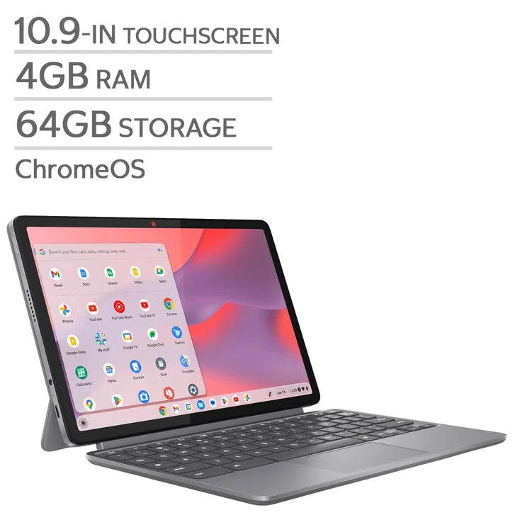 Lenovo Duet 10.9-in 2-in-1 Touchscreen Chromebook Bundle, MediaTek Kompanio 838, 4GB RAM, 64GB Storage S1819