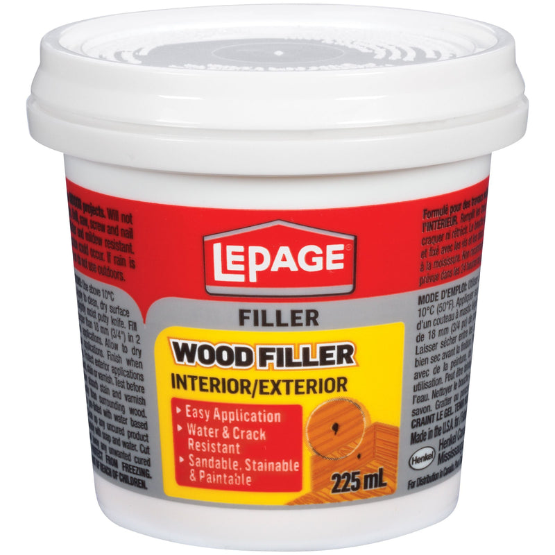 Interior/Exterior Wood Filler, Repairs Cracks & Holes, Water-Resistant, Brown, 225-mL Y7402