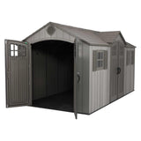 Outdoor Storage Shed with Dual Side Entry, Dark Grey Roughcut, 15 x 8-ft