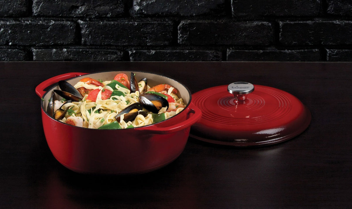 Enamel Cast Iron Dutch Oven, Red, 6-qt