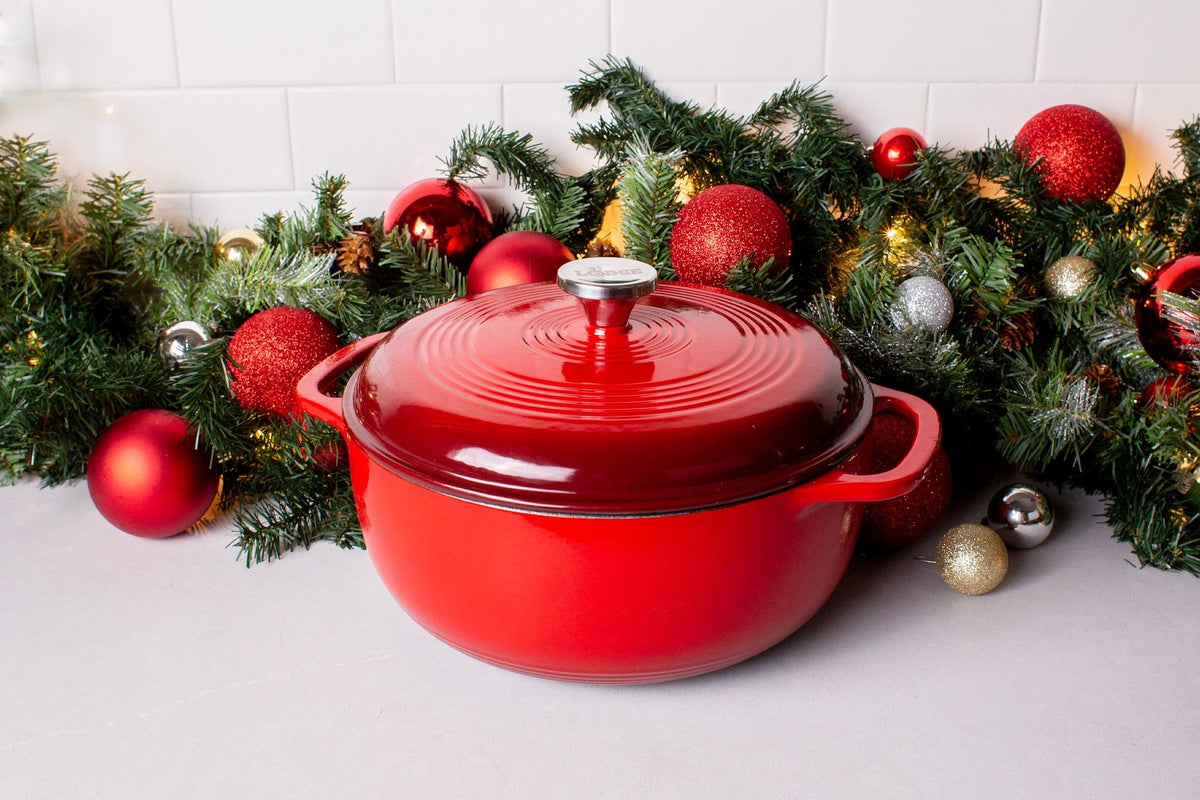 Enamel Cast Iron Dutch Oven, Red, 6-qt
