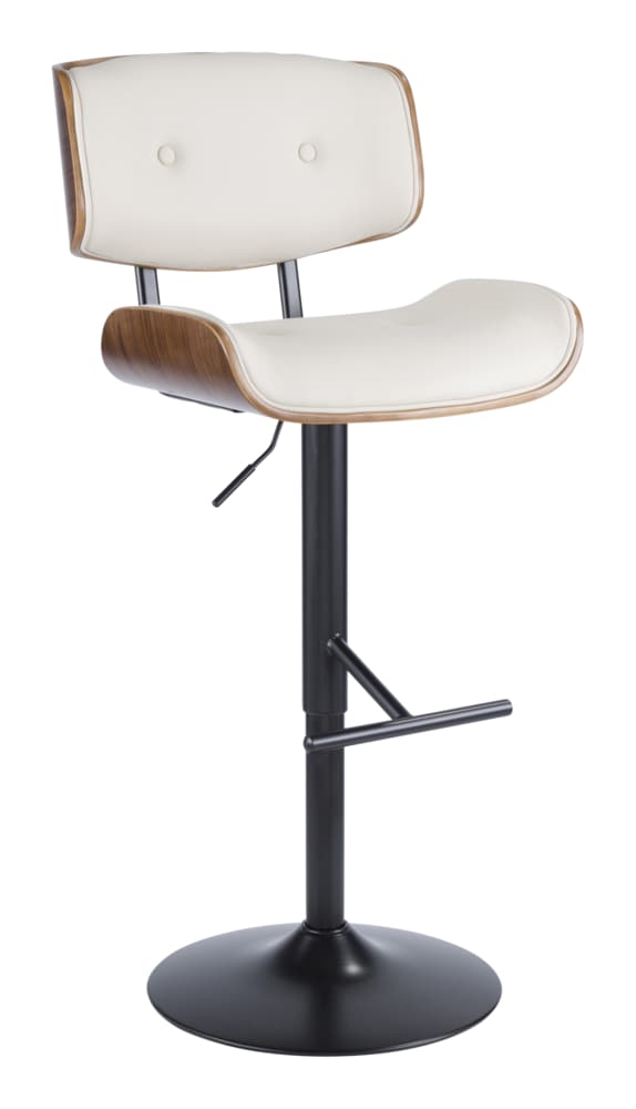 Lombardi PU Leather Swivel Counter/Bar Stool Adjustable Height, Walnut/Cream T3327