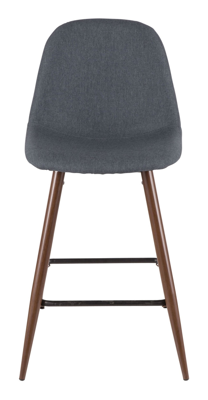 Pebble Armless Upholstered Counter/Bar Stool (2-Piece Set), Walnut/Blue H4894
