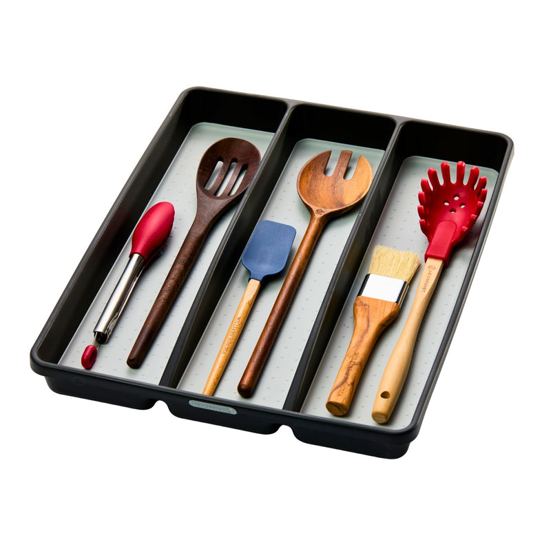 Madesmart 3-Compartment Kitchen Utensil Drawer Organizer Tray/Holder, Grey Y5870