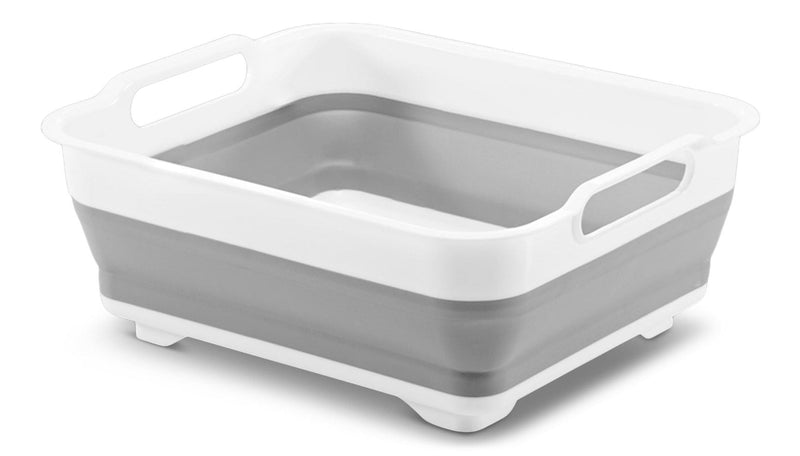 Madesmart Collapsible Folding Plastic Kitchen Wash Basin/Dish Pan, Grey X9191