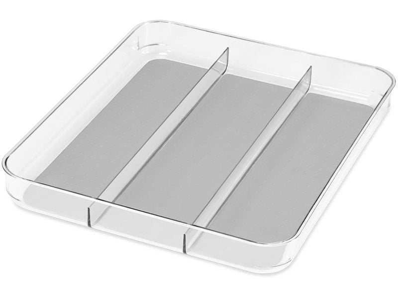 Madesmart Large 3-Compartment Drawer Storage Organizer Tray/Bin For Kitchen/Vanity/Office, Clear H7362