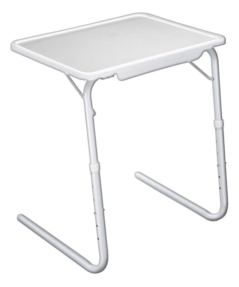 Tilt-a-Table Portable Height Adjustable TV Tray/Laptop Table, White F8256