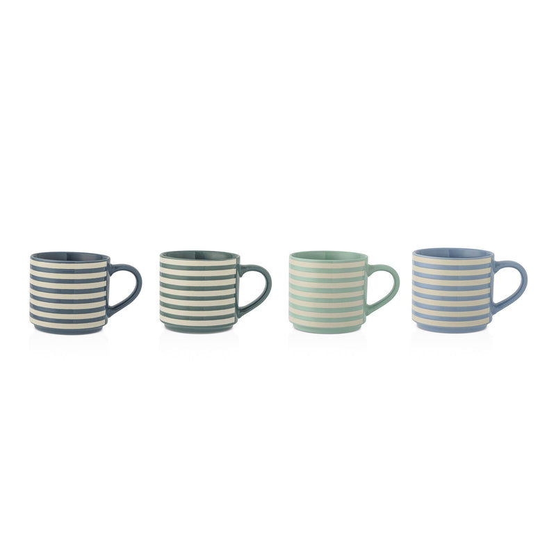 Blue Strip Stackable Mugs, Assorted Colours, 4-pk K6841