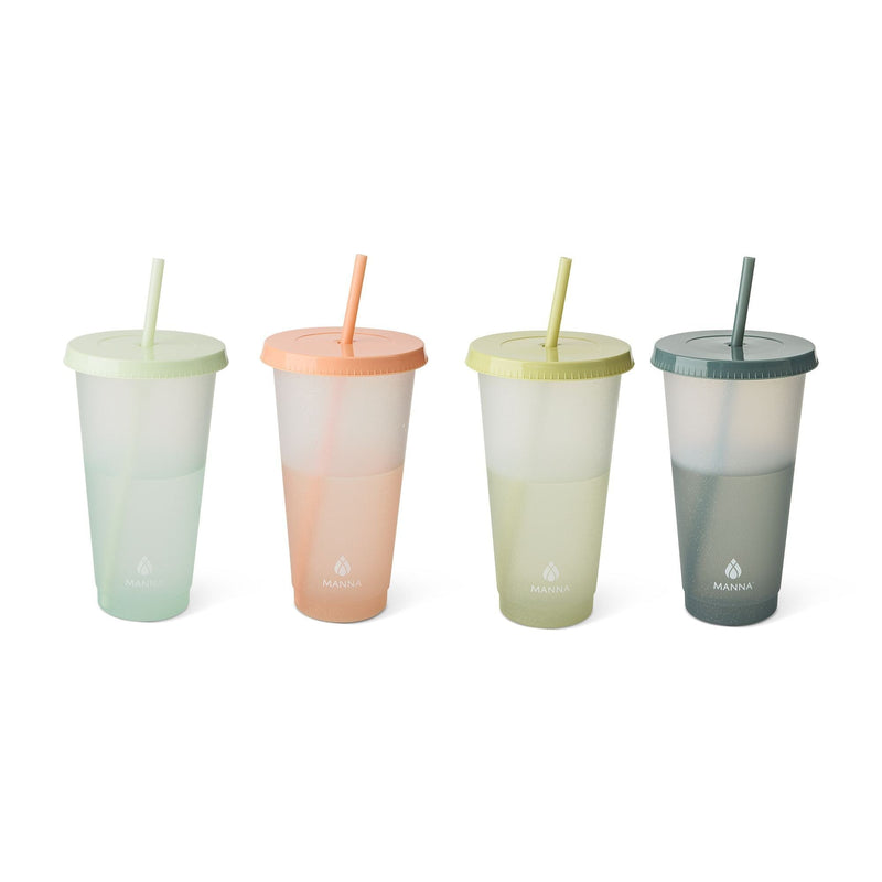 Colour Changing Glitter Plastic Tumbler with Splashproof Lid, 24-oz, 4-pk H592