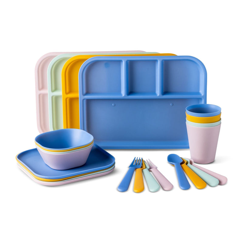 Kids' Plastic Dinnerware Set, Serves 4, 24-pc, Dishwasher Safe M0190