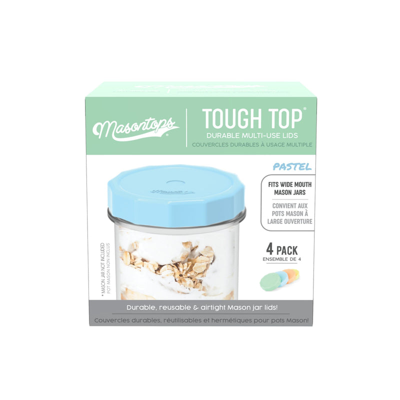 Tough Tops Durable Plastic Lids, Regular-Mouth, Assorted, 4-pk I2643