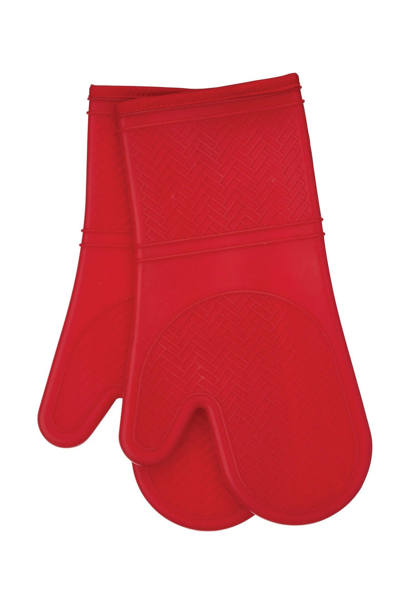 2pc Silicone Oven Mitt Set, Non-Slip Grip, Red G2239