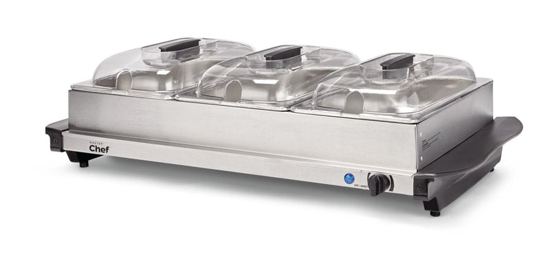 3-Tier Buffet Server/Food Warmer with Warming Tray, Stainless Steel, 300W F8369