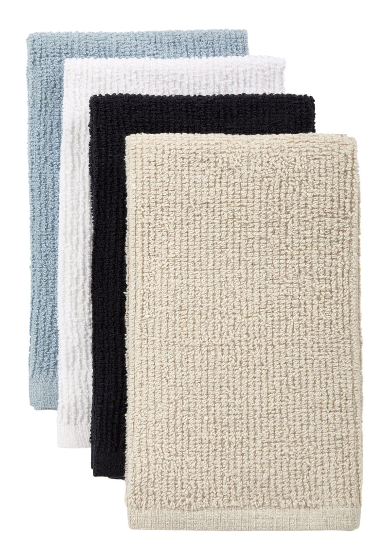 Bar Mop Kitchen Towels, Black, Grey, Blue & White, 16-in, 4-pk E5650