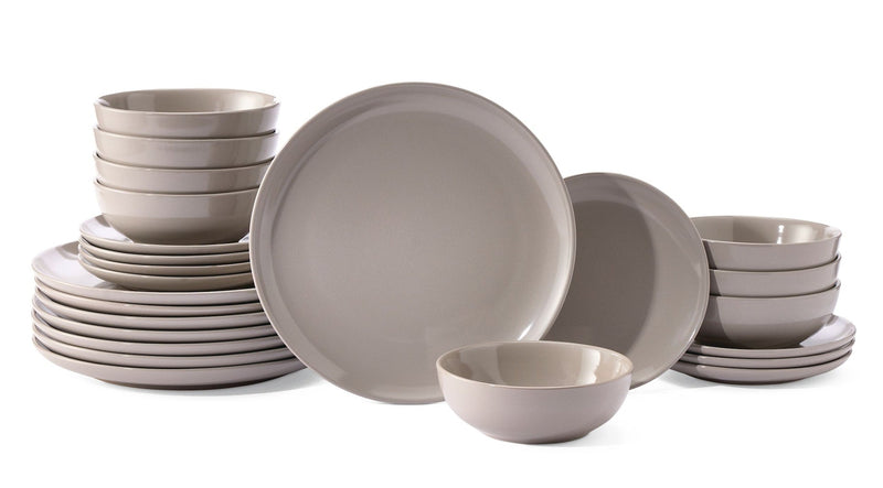Essential Coupe Stoneware Dinnerware Set, Serves 8, 24-pc, Light Grey J3566