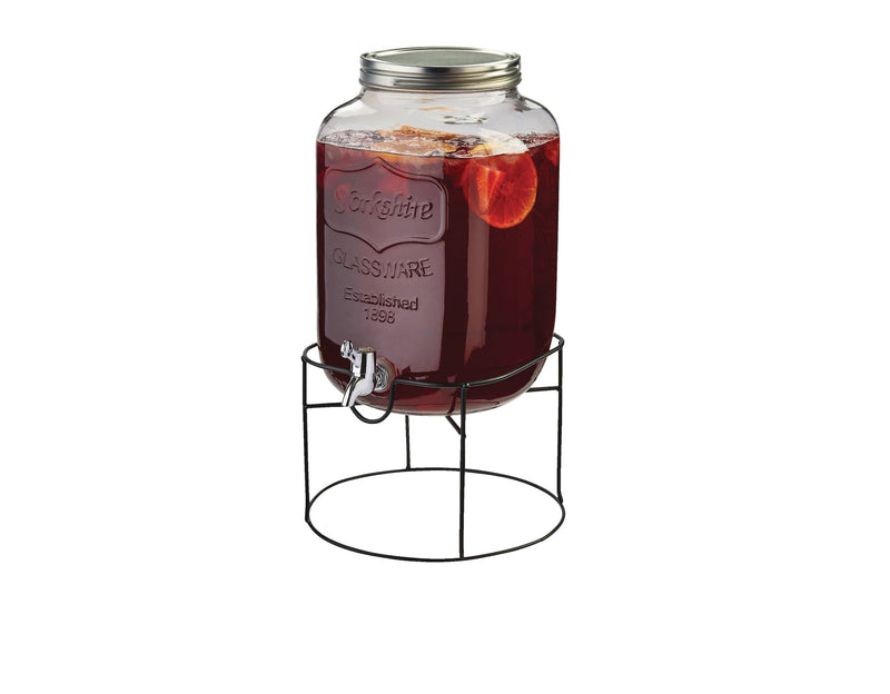 Mason Glass Jar Reusable Dispenser, 8L, Clear, with Stand, Clear, 8-L F4681